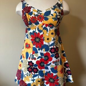 Vintage floral cotton twill romper